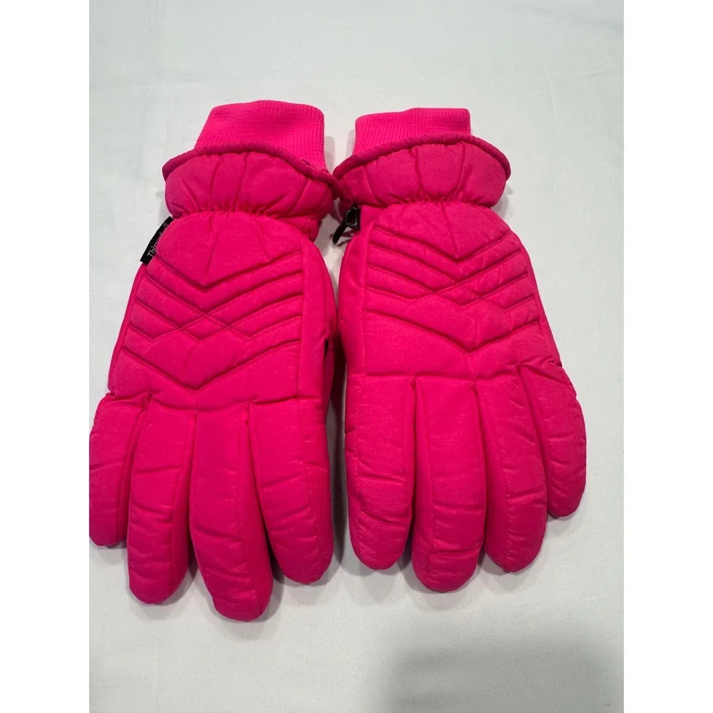 Thinsulate Winter Gloves Thermal Insulated Ladies L Hot Pink Neon Ski Excellent